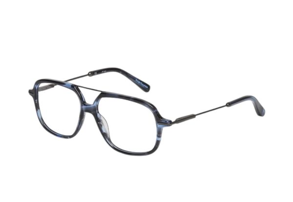 frame glasses sergio tacchini men oversized square navy blue and black acetate gun metallic double bridge and temples