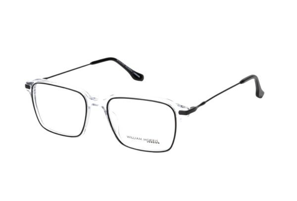 frame glasses william morris london rectanglular men women transparent crystal acetate metal sides black