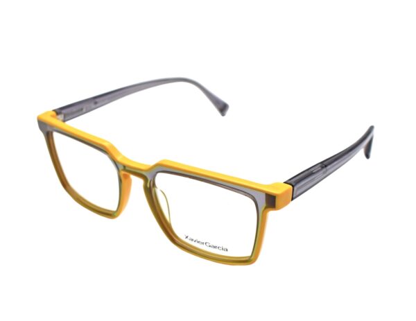 frame glasses xavier garcia men women square transparent grey and yellow acetate