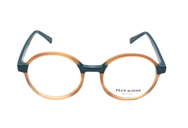 frame glasses zeus dione men women round petrol and light brown acetate