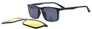 frame glasses eyecroxx men square shape black acetate blue temples polarized clip on fume and yellow uvprotection