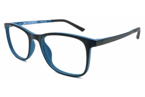 frame glasses kids/teenagers square shape plastic frame black color blue inside polarized fume clipon uvprotection