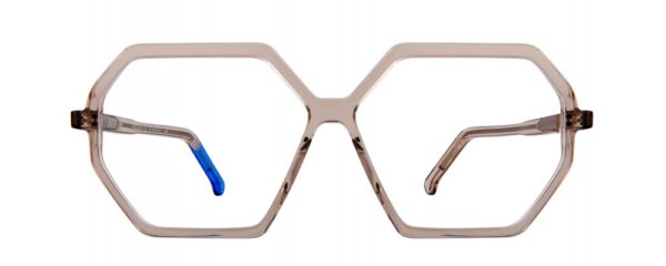 Frame glasses urban owl women polygonal shape transparent beige acetate