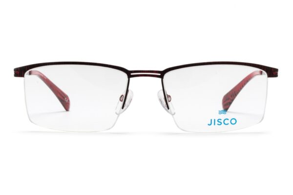 Frame glasses jisco men women unisex rectangular dark red and black color nylor type metallic frame