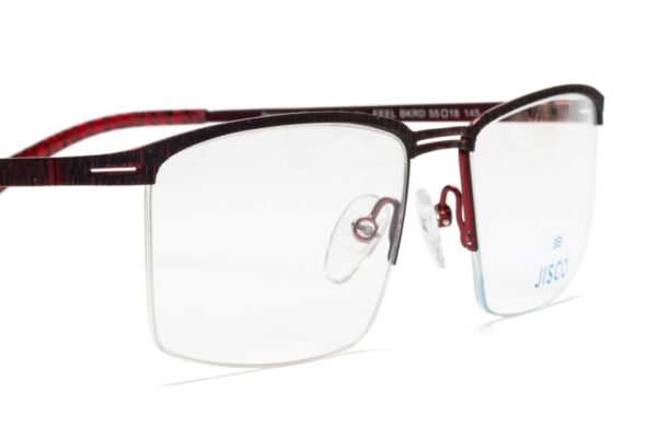 Frame glasses jisco men women unisex rectangular dark red and black color nylor type metallic frame