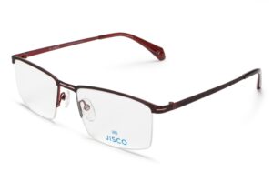 Frame glasses jisco men women unisex rectangular dark red and black color nylor type metallic frame