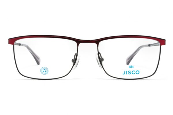 frame glasses men jisco rectanglular dark and red bicolor metallic frame