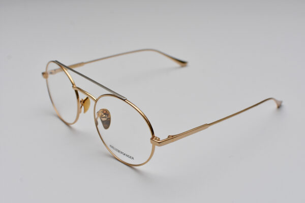 glasses frame kreuzbergkinder men women unisex round shape double bridge gold color metallic