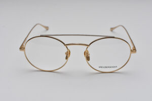 glasses frame kreuzbergkinder men women unisex round shape double bridge gold color metallic