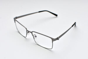 frame glasses les pieces uniques piuma men rectangular shape metallic frame grey color