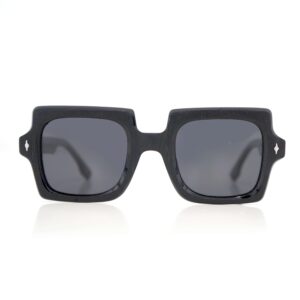 sunglasses ugly bell women handcrafted in greece carved square shape black acetate fume polarized lenses uvprotection