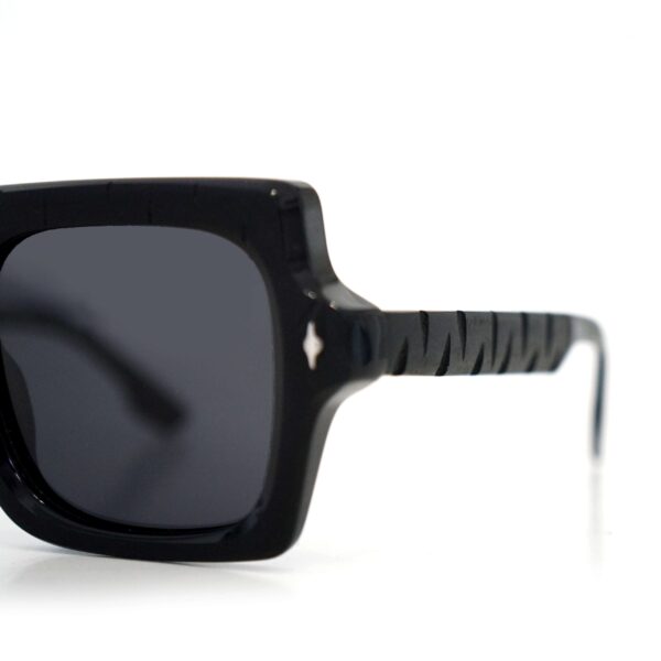 sunglasses ugly bell women handcrafted in greece carved square shape black acetate fume polarized lenses uvprotection