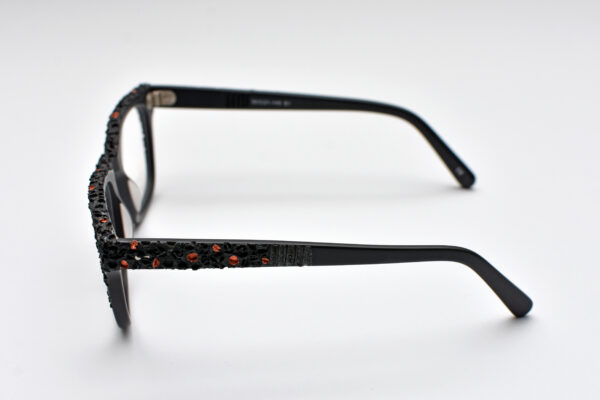 frame glasses ugly bell women square shape handcrafted black acetate carved red details