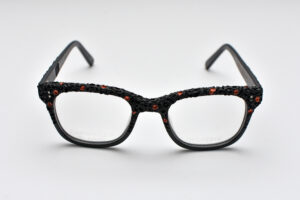 frame glasses ugly bell women square shape handcrafted black acetate carved red details