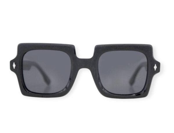 sunglasses ugly bell women handcrafted in greece carved square shape black acetate fume polarized lenses uvprotection