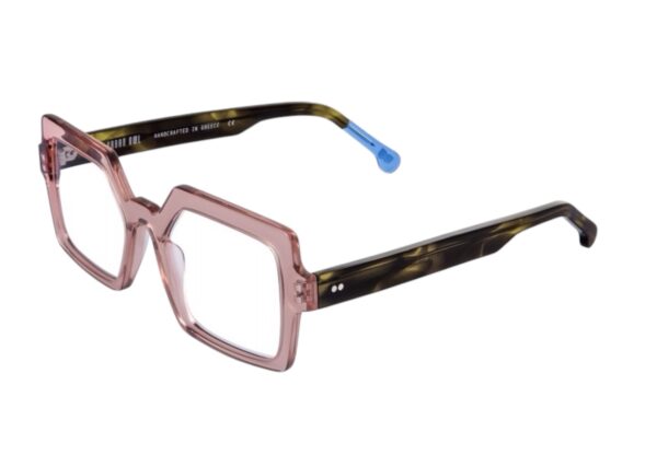 Frame glasses urban owl women square shape crystal pink (transparent) acetate brown/olive color temples