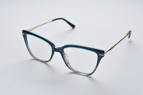 frame glasses anna riska women butterfly shape navy blue and crystal grey bicolor acetate metallic gold sides