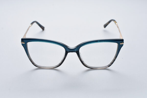 frame glasses anna riska women butterfly shape navy blue and crystal grey bicolor acetate metallic gold sides