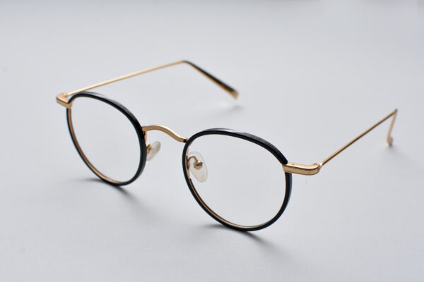 frame glasses bluesky men women unisex round shape black acetate metallic gold sides and bridge