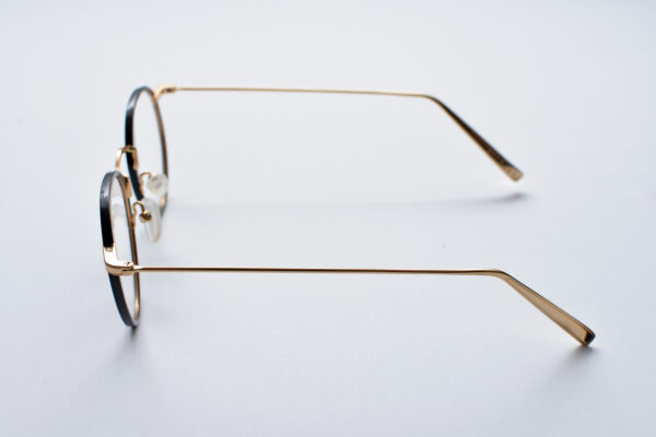 frame glasses bluesky men women unisex round shape black acetate metallic gold sides and bridge