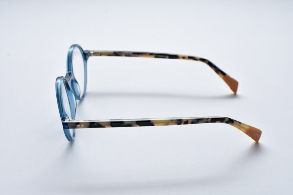 frame glasses el greco women round shape petrol blue acetate brown havana sides