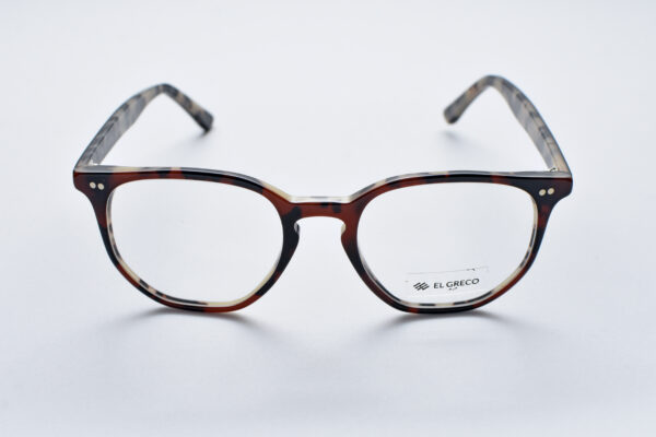 frame glasses el greco men women unisex round/polygonal shape brown havana acetate