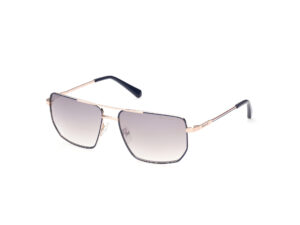 sunglasses gant men metallic frame square shape gold-blue color gradient brown lenses light mirror uvprotection