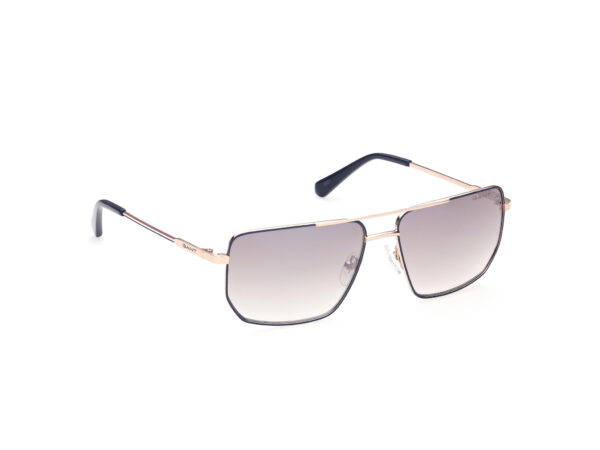 sunglasses gant men metallic frame square shape gold-blue color gradient brown lenses light mirror uvprotection