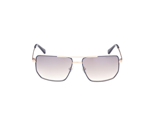 sunglasses gant men metallic frame square shape gold-blue color gradient brown lenses light mirror uvprotection