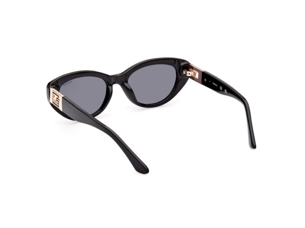 sunglasses guess women oval shape black acetate metallic gold details on temples fume lenses uvprotection