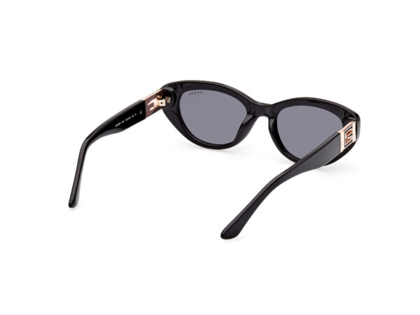 sunglasses guess women oval shape black acetate metallic gold details on temples fume lenses uvprotection