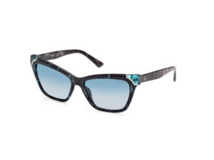 sunglasses guess women cat eye shape black acetate with aqua details gradient blue lenses uvprotection