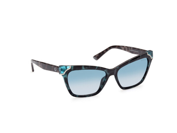 sunglasses guess women cat eye shape black acetate with aqua details gradient blue lenses uvprotection