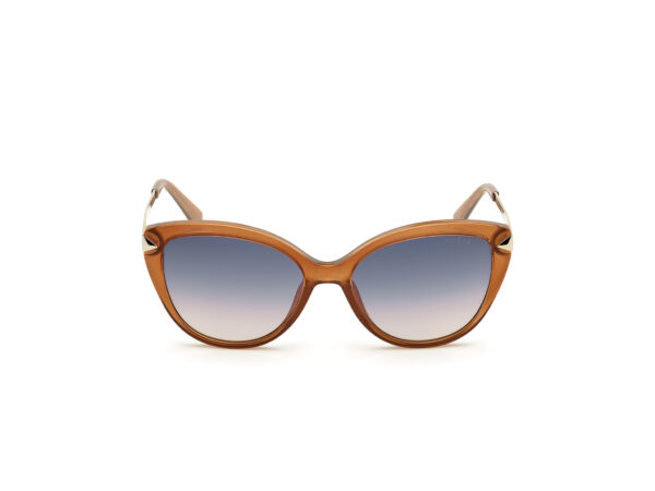 sunglasses guess women cat eye shape orange plastic frame gold metallic temples gradient fume lenses uvprotection