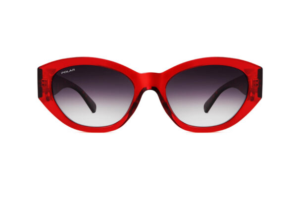 sunglasses polar women oval shape slightly butterfly red plastic frame gradient fume polarized lenses uvprotection