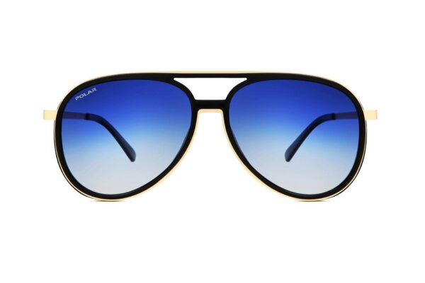 sunglasses polar men women unisex aviator shape plastic and metallic frame black-gold bicolor gradient blue polarized lenses uvprotection