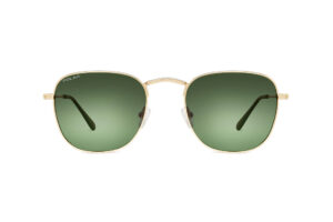 sunglasses polar men women unisex square shape metallic frame gold color green polarized lenses