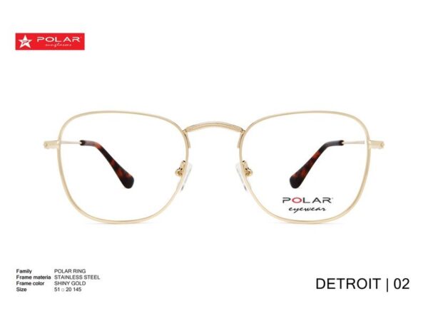 eyeglasses polar men women unisex metallic frame gold color square shape