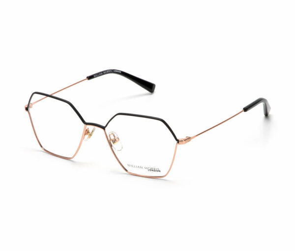 eyeglasses william morris frame women polygonal shape metallic frame black and rose gold bicolor