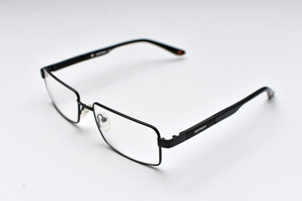 eyeglasses hoffman men rectangular shape black metallic frame plastic temples