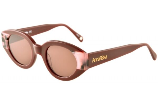 sunglasses anna riska women oval shape burgundy acetate brown lenses uvprotection