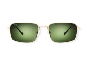 sunglasses polar men rectangular shape metallic frame gold color green polarized lenses uvprotection