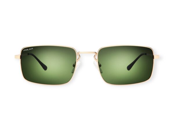 sunglasses polar men rectangular shape metallic frame gold color green polarized lenses uvprotection