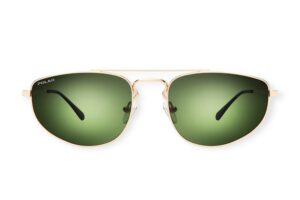 sunglasses polar men women unisex aviator shape gold metallic frame green polarized lenses uvprotection