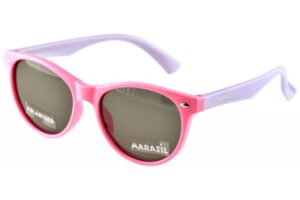 sunglasses marasil kids junior girls round shape pink plastic frame purple temples fume polarized lenses uvprotection