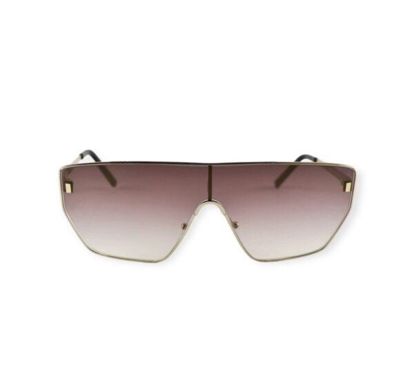 sunglasses marchema mask men women unisex gold metallic frame gradient brown lenses uvprotecction