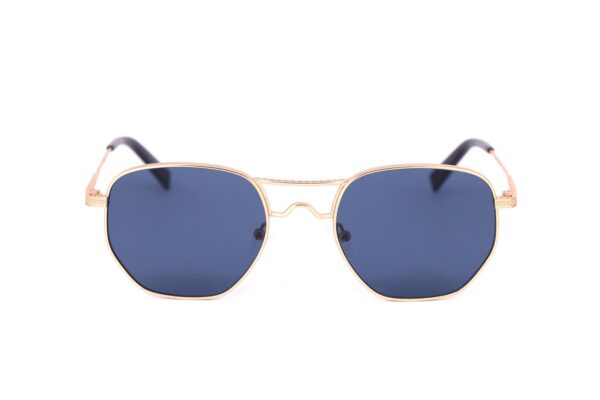 sunglasses zeus dione men women unisex polygonal gold frame metallic blue lenses uvprotection