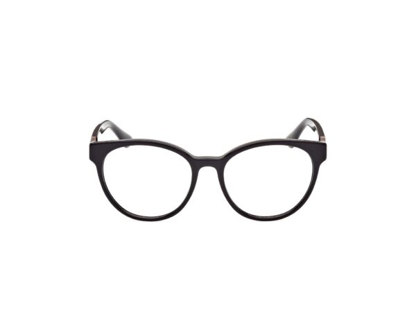 eyeglasses guess women round shape black acetate rose gold metal decoration on temples