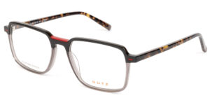 eyeglasses dutz men square shape black-grey acetate red details havana temples