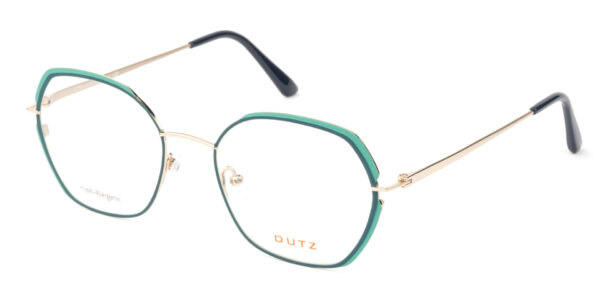 eyeglasses dutz women polygonal shape metal frame gold green petrol color